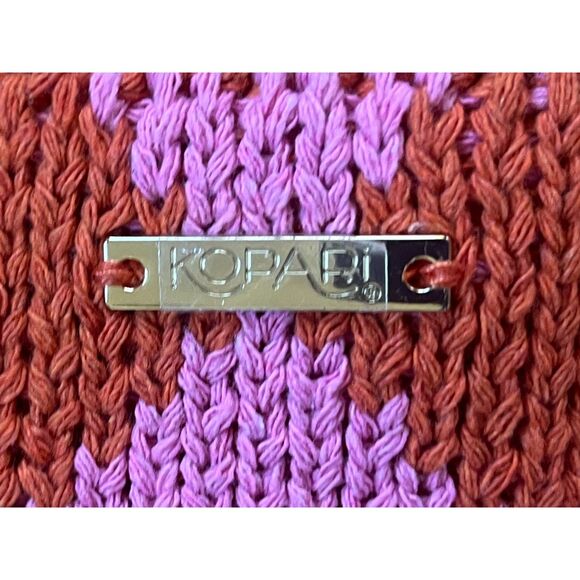 KOPARI Pink Red Harlequin Y2K Knit Handbag Tote Women's Size Small - Picture 3 of 6